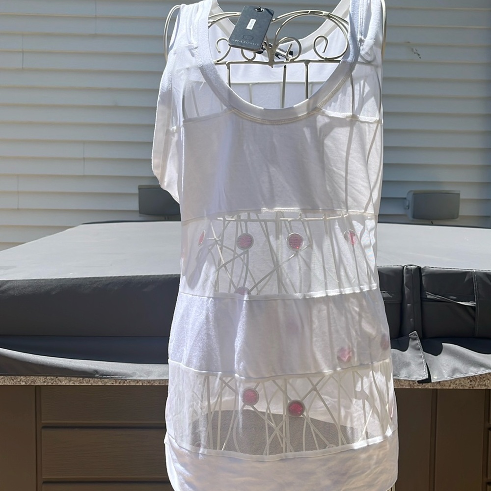 Anatomie White Tank Top with Mesh Panels
